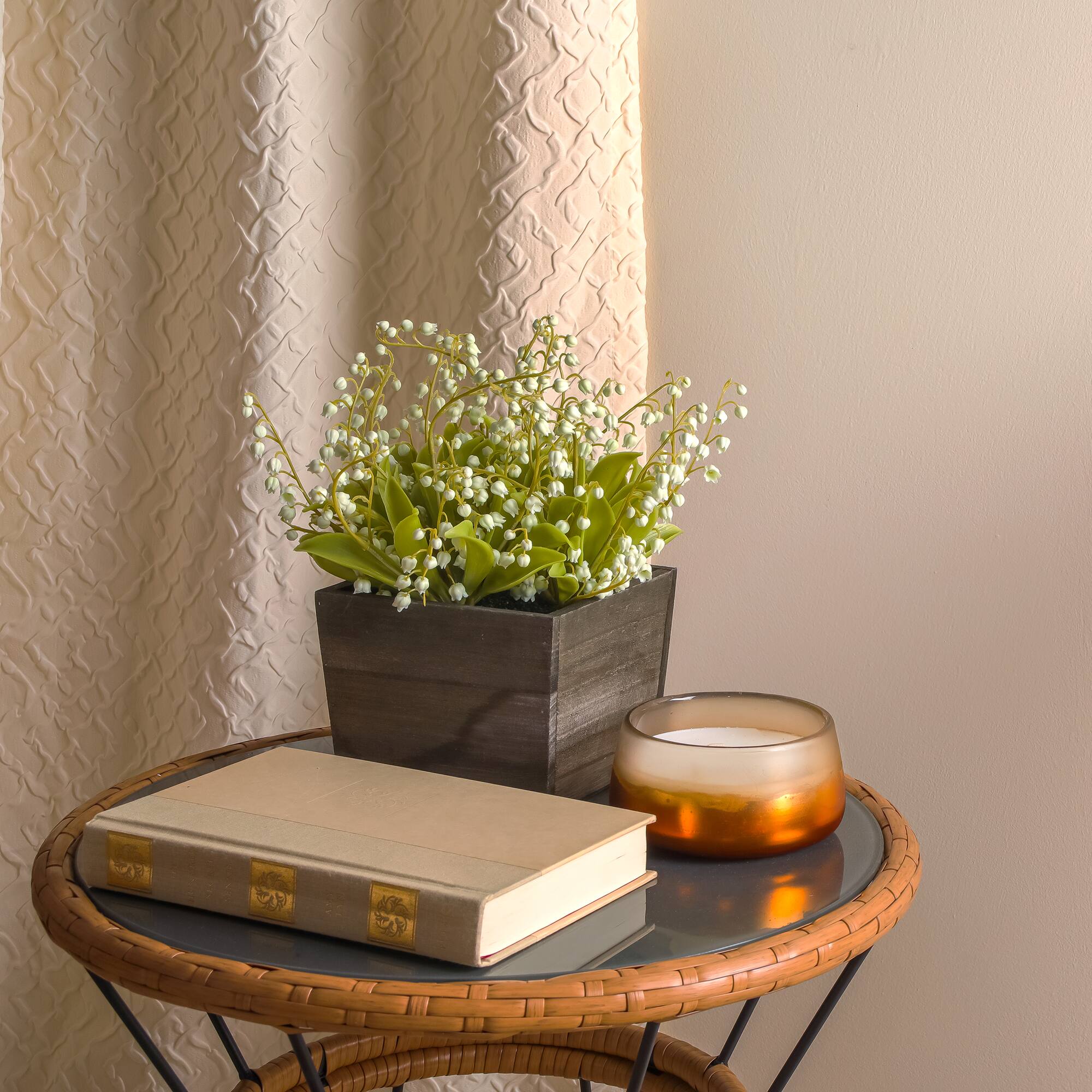 10" Lily-Of-The-Valley Flowers In Wood Box